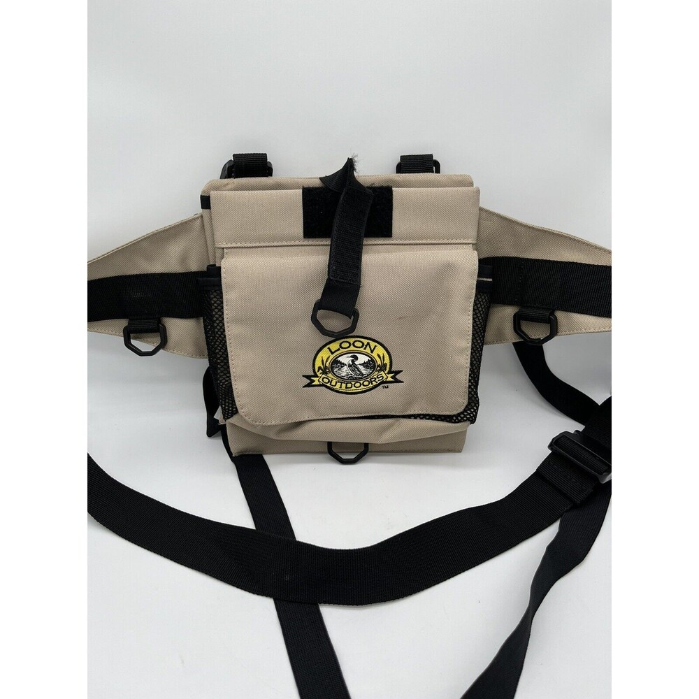 LOON OUTDOORS TAN BEIGE CANVAS FLY FISHING TACKLE BAG FANNY PACK STRAPS RARE